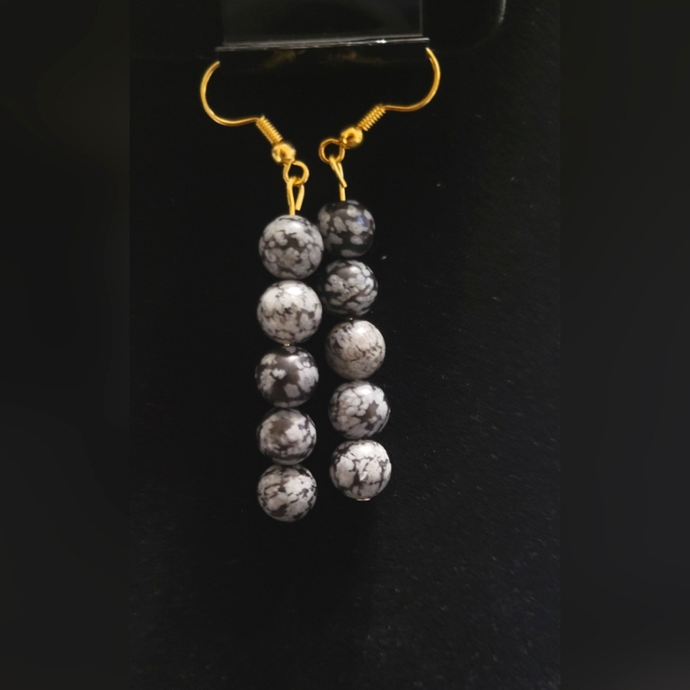 Snowflake Obsidian Crystal Earrings